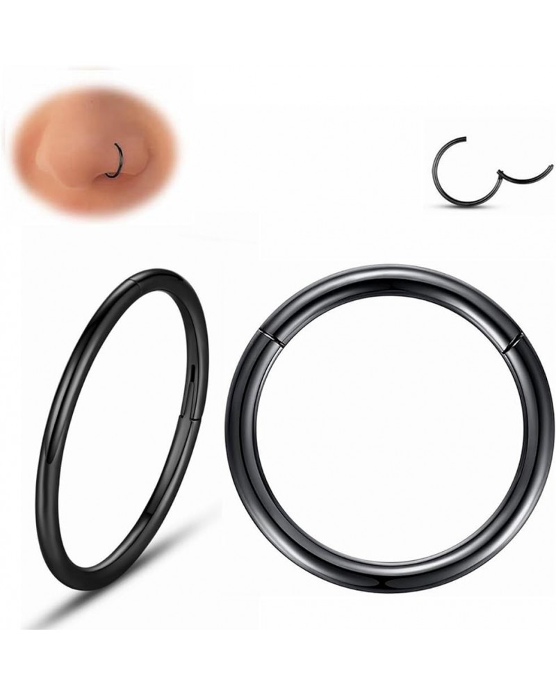 Nose Ring Lip Rings Septum-Clicker:8G 10G 12G14G 16G 18G 20G Dia.6mm 8mm 10mm 12mm 14mm 16mm Hinged Nose Piercing Hoop Ring S...