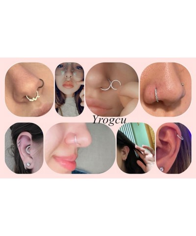 Nose Ring Lip Rings Septum-Clicker:8G 10G 12G14G 16G 18G 20G Dia.6mm 8mm 10mm 12mm 14mm 16mm Hinged Nose Piercing Hoop Ring S...