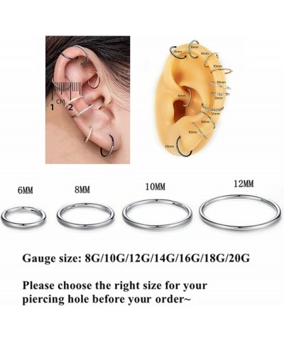 Nose Ring Lip Rings Septum-Clicker:8G 10G 12G14G 16G 18G 20G Dia.6mm 8mm 10mm 12mm 14mm 16mm Hinged Nose Piercing Hoop Ring S...