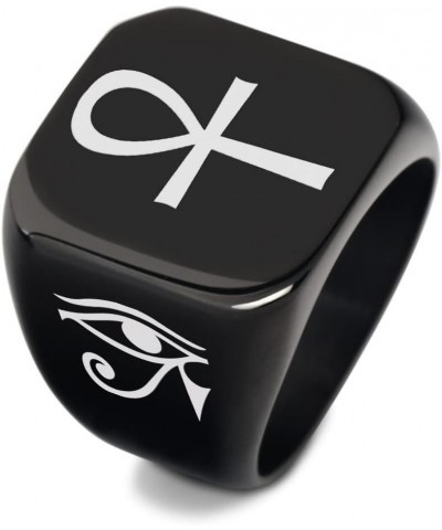 Stylish Egyptian Ankh Cross Eye of Horus Men's Signet Ring - Stainless Steel Egypt Godness Wadjet Anka Protection Finger Ring...