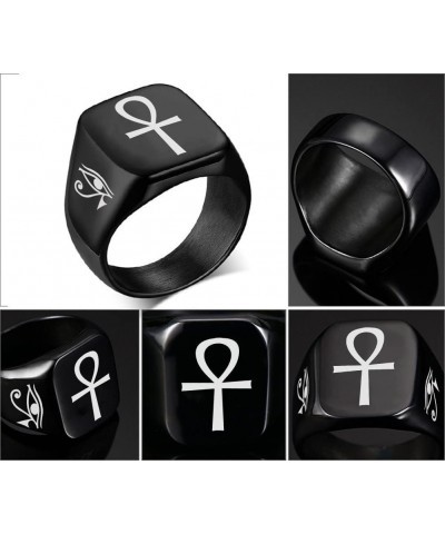 Stylish Egyptian Ankh Cross Eye of Horus Men's Signet Ring - Stainless Steel Egypt Godness Wadjet Anka Protection Finger Ring...