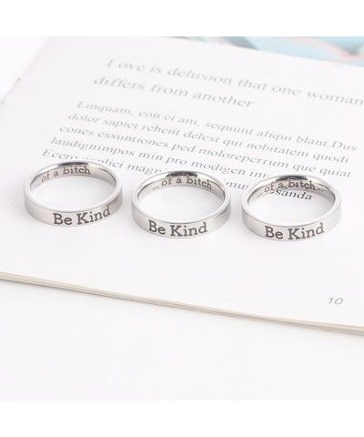 Stainless Steel Band Ring,Be Kind Ring,Inspirational Friendship Ring for Women Silver Engraved Band Ring, Funny Sayings Ring,...