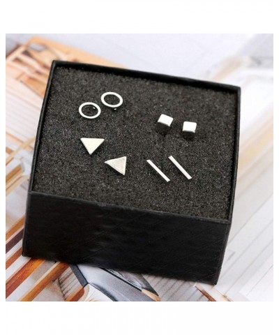 8 Pairs Minimalist Tiny Stud Earrings Set for Women Girl Geometric Bar Round Triangle Square Earring Set $7.33 Earrings