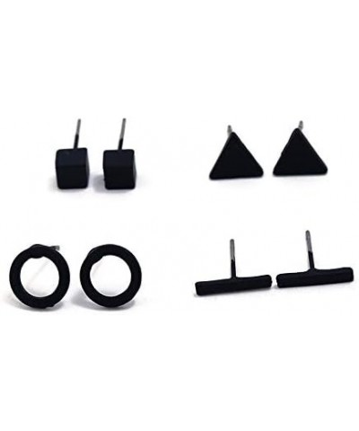 8 Pairs Minimalist Tiny Stud Earrings Set for Women Girl Geometric Bar Round Triangle Square Earring Set $7.33 Earrings