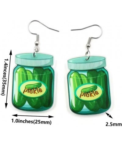 2 Pairs Pickle Cucumber Dangle Earrings Cute Funny Lifelike Unique Green Dill Pickle Acrylic Drop Dangle Earrings For Pickle ...