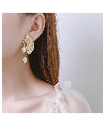 Gold Statement Earrings for Women Large Gold Earrings Gold Flower Floral Drop Earrings Ginkgo Leaf Earrings Exaggerated Geome...