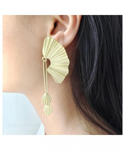 Gold Statement Earrings for Women Large Gold Earrings Gold Flower Floral Drop Earrings Ginkgo Leaf Earrings Exaggerated Geome...