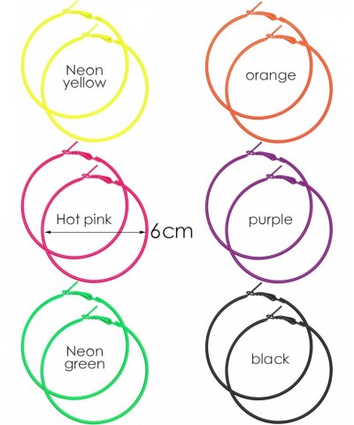 6 Pairs 80s Neon Hoop Earrings Women Color Lightweight Hoop Earrings Pendant for 80s Party Retro Costume Accessory $8.84 Earr...