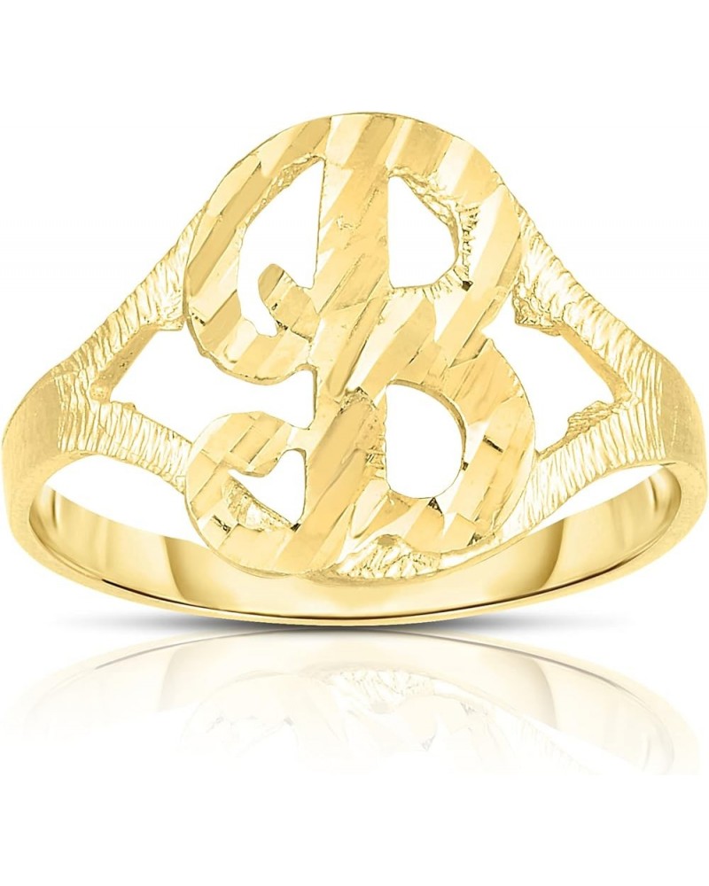 10k Yellow Gold A-Z Cursive Letter Initial Ring, Sizes 4-9 B-Small $66.24 Rings