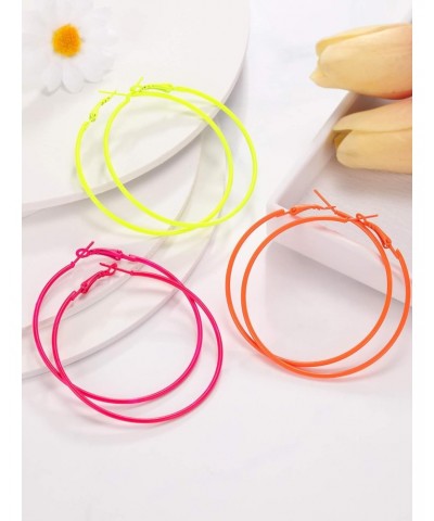 6 Pairs 80s Neon Hoop Earrings Women Color Lightweight Hoop Earrings Pendant for 80s Party Retro Costume Accessory $8.84 Earr...