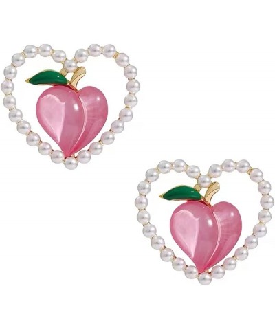 Pearl Heart Stud Earrings for Women Girls Cute Sweet 3D Lifelike Pink Honey Peach Pearl Love Heart Earrrings Valentine's Day ...