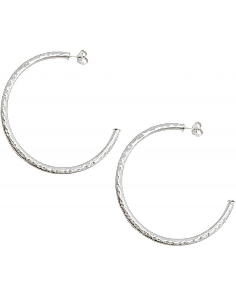 Large 2.5 Inch Everybody's Favorite Hammered Hoop Earrings in Silver $44.64 Earrings