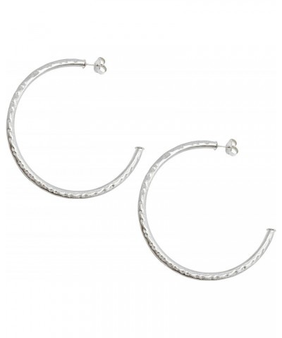 Large 2.5 Inch Everybody's Favorite Hammered Hoop Earrings in Silver $44.64 Earrings