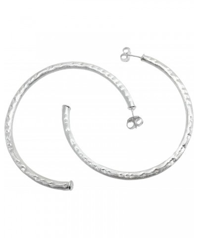 Large 2.5 Inch Everybody's Favorite Hammered Hoop Earrings in Silver $44.64 Earrings