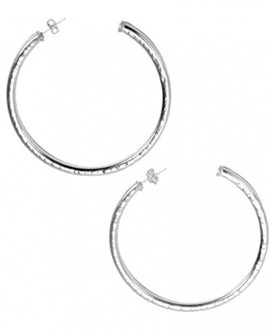 Large 2.5 Inch Everybody's Favorite Hammered Hoop Earrings in Silver $44.64 Earrings