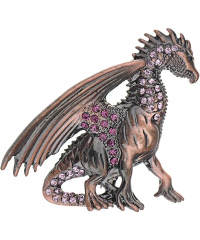 Antique Rust Gunmetal Fantasy Renaissance Medieval Dragon Pink Crystal Rhinestone Brooch Pin Pink $11.17 Brooches & Pins