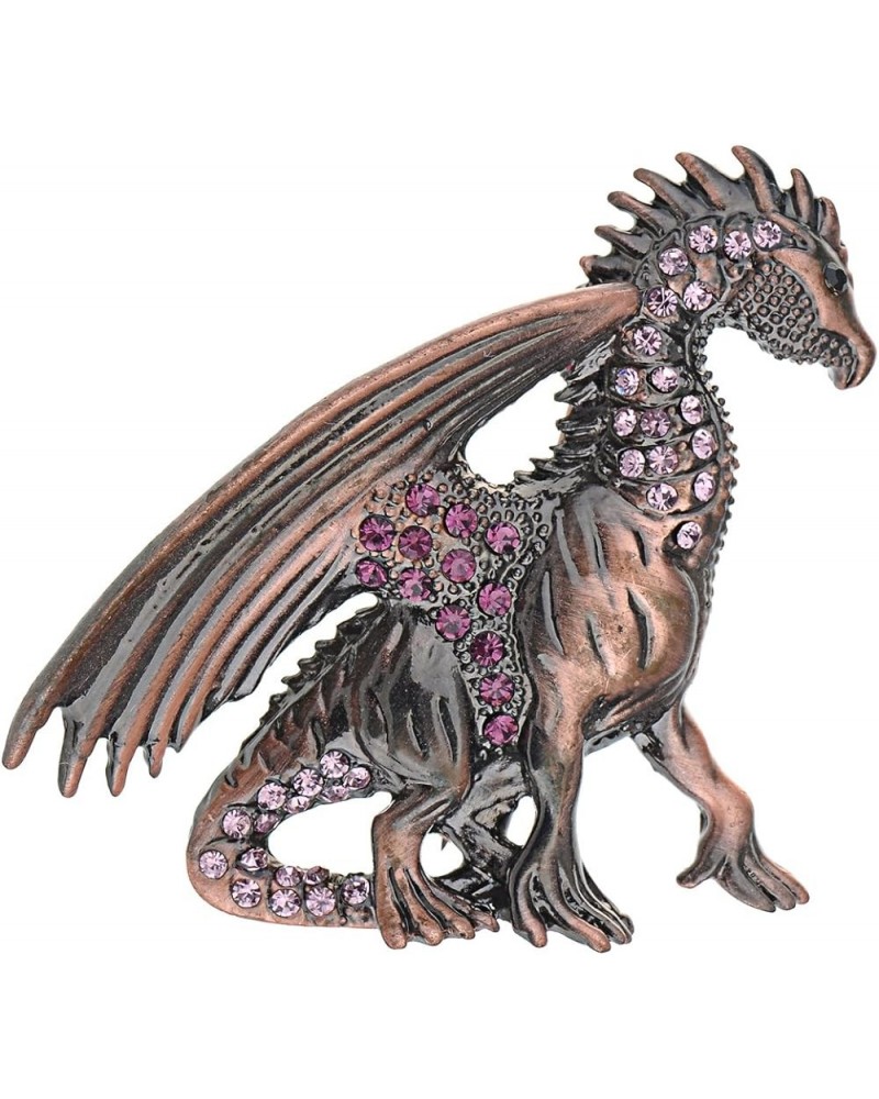 Antique Rust Gunmetal Fantasy Renaissance Medieval Dragon Pink Crystal Rhinestone Brooch Pin Pink $11.17 Brooches & Pins