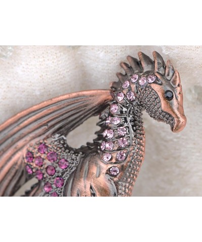 Antique Rust Gunmetal Fantasy Renaissance Medieval Dragon Pink Crystal Rhinestone Brooch Pin Pink $11.17 Brooches & Pins