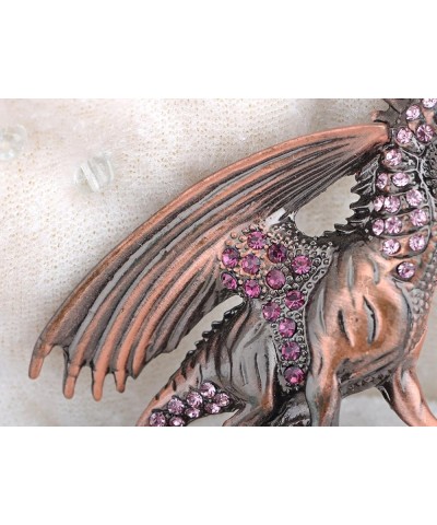 Antique Rust Gunmetal Fantasy Renaissance Medieval Dragon Pink Crystal Rhinestone Brooch Pin Pink $11.17 Brooches & Pins