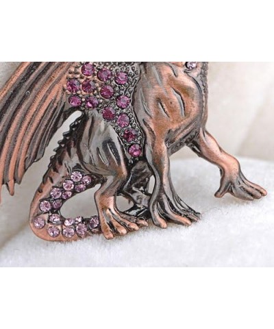 Antique Rust Gunmetal Fantasy Renaissance Medieval Dragon Pink Crystal Rhinestone Brooch Pin Pink $11.17 Brooches & Pins