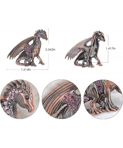 Antique Rust Gunmetal Fantasy Renaissance Medieval Dragon Pink Crystal Rhinestone Brooch Pin Pink $11.17 Brooches & Pins