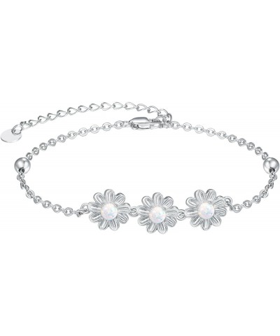 Bracelets for Women 925 Sterling Silver Bracelets for Women Girls Jewelry Gifts Adjustable Chain Opal Daisy bracelet $18.86 B...