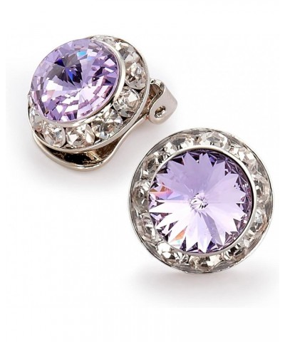 Colorful Rhinestone Clip On Earrings for Dance, Pageant, Prom, Performance, Wedding, or Special Event Violet 15mm $9.58 Earrings