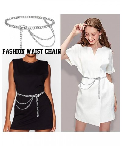 Chain Belt for Women Girls Gold Metal Waist Chain Multilayer Chunky Chain Belts for Dress Silver S: 90CM/35.4IN $9.87 Body Je...