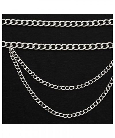 Chain Belt for Women Girls Gold Metal Waist Chain Multilayer Chunky Chain Belts for Dress Silver S: 90CM/35.4IN $9.87 Body Je...