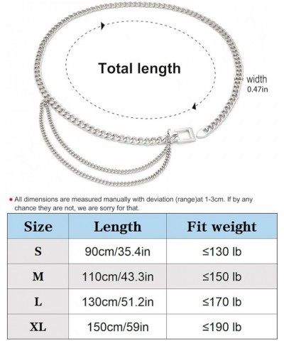 Chain Belt for Women Girls Gold Metal Waist Chain Multilayer Chunky Chain Belts for Dress Silver S: 90CM/35.4IN $9.87 Body Je...