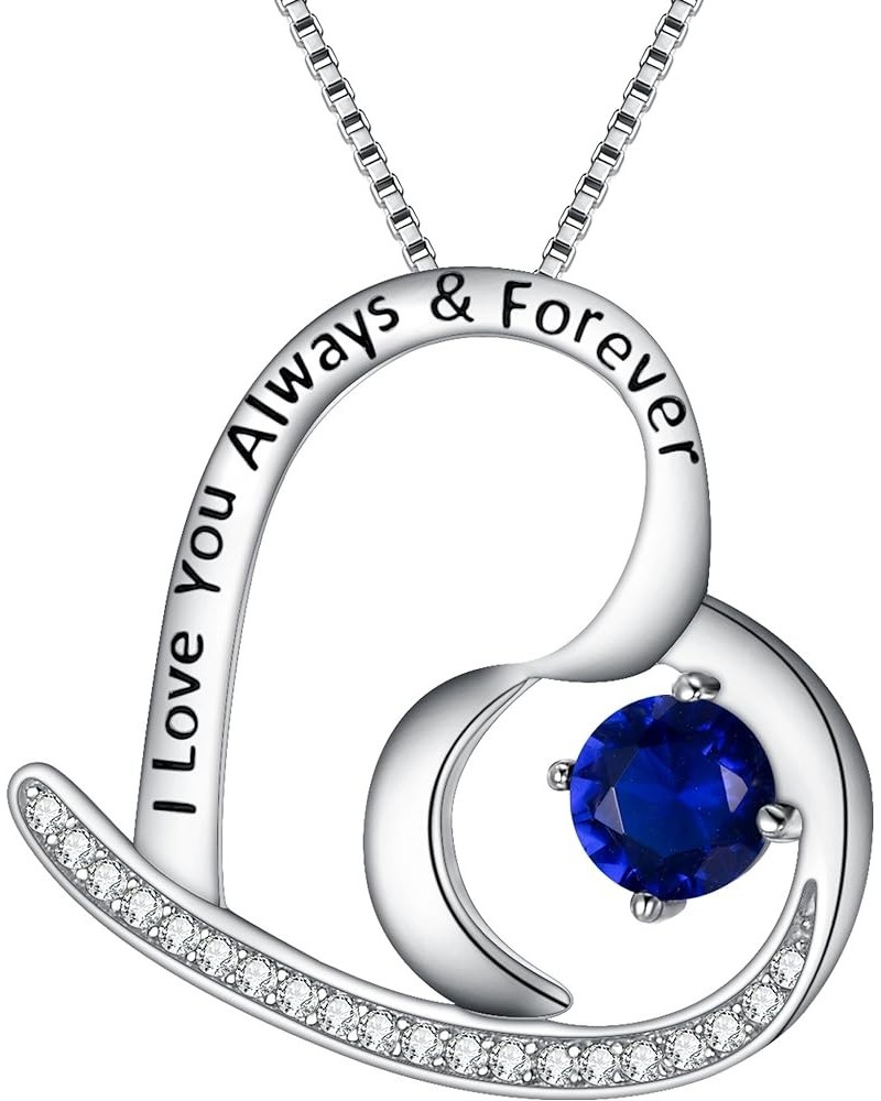 Gift for Mom Women 925 Sterling Silver I Love You Always & Forever Engraved CZ Heart Pendant Necklace Ideal Gift for Mothers ...