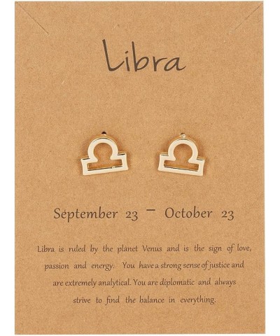 Card Horoscope Zodiac Stud Earrings 12 Constellation Astrology 18K Gold Plated Little Ear Stud for Women Girls Teens Birthday...