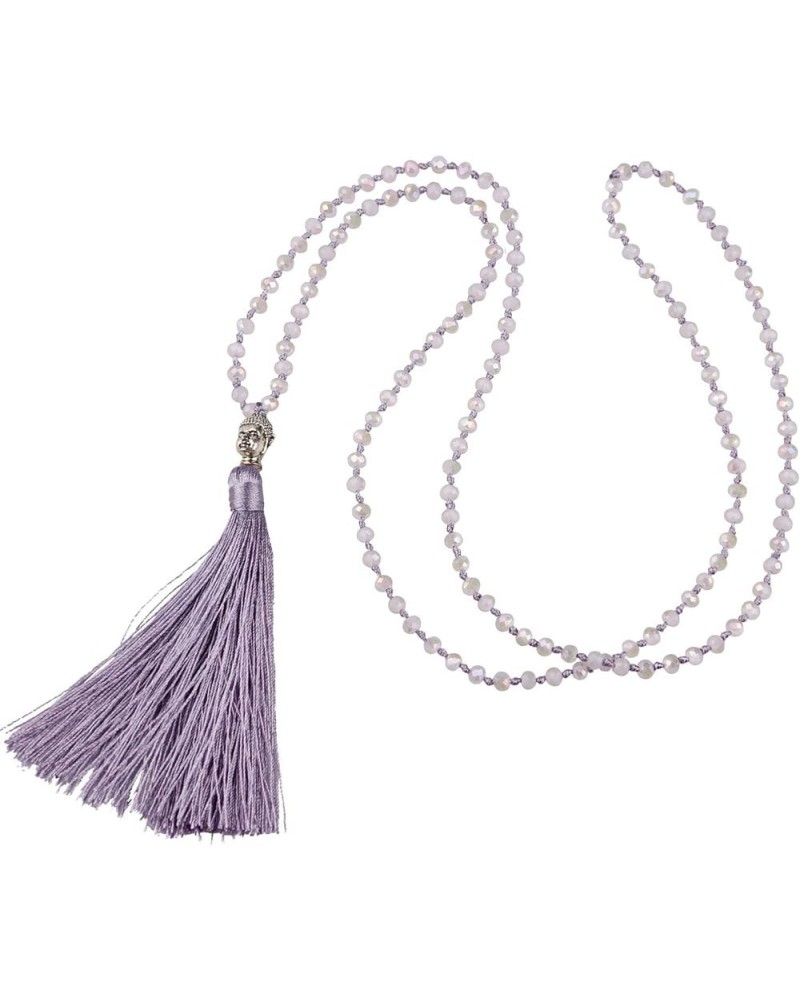 Tassel Charm Necklace Shiny Crystal Buddha Pendant Necklace Handmade Chain Necklaces For Women Purple 208 $10.82 Necklaces