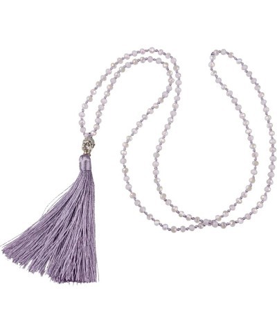 Tassel Charm Necklace Shiny Crystal Buddha Pendant Necklace Handmade Chain Necklaces For Women Purple 208 $10.82 Necklaces