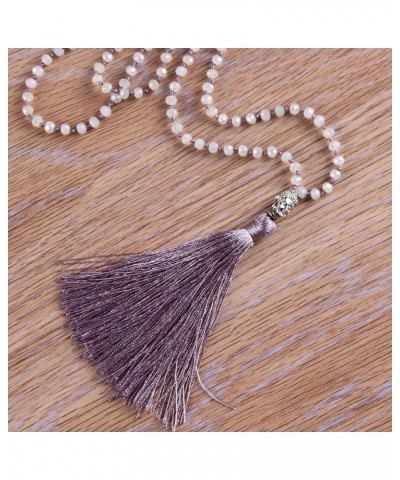 Tassel Charm Necklace Shiny Crystal Buddha Pendant Necklace Handmade Chain Necklaces For Women Purple 208 $10.82 Necklaces