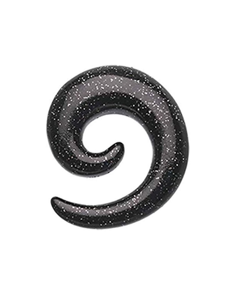 Glitter Shimmer Acrylic Ear Gauge Spiral Hanging Taper 2 GA (6.5mm), Black $11.12 Body Jewelry