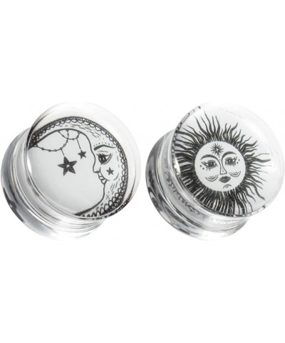 Ear Gauges Piercing Saddle Plugs, Double Flared Tunnels, Acrylic Sun And Moon Logo Earrings Matched Stretchers. 1 30mm $8.31 ...