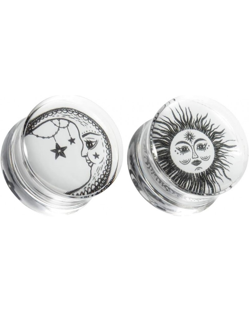 Ear Gauges Piercing Saddle Plugs, Double Flared Tunnels, Acrylic Sun And Moon Logo Earrings Matched Stretchers. 1 30mm $8.31 ...