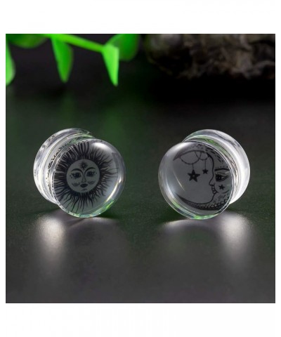 Ear Gauges Piercing Saddle Plugs, Double Flared Tunnels, Acrylic Sun And Moon Logo Earrings Matched Stretchers. 1 30mm $8.31 ...