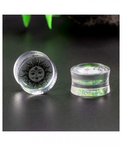 Ear Gauges Piercing Saddle Plugs, Double Flared Tunnels, Acrylic Sun And Moon Logo Earrings Matched Stretchers. 1 30mm $8.31 ...