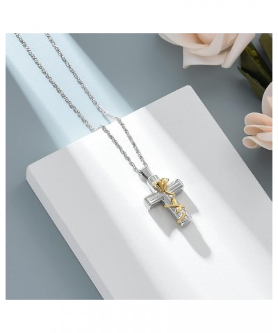 Cross Urn Necklace for Ashes for Women Rose Flower Cremation Jewelry for Human Ashes Keepsake Memorial Pendant Gold $13.65 Ot...