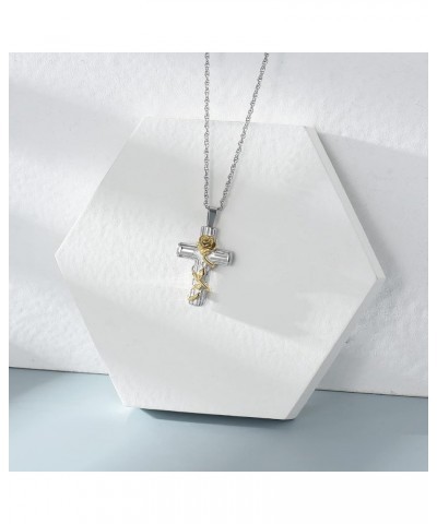 Cross Urn Necklace for Ashes for Women Rose Flower Cremation Jewelry for Human Ashes Keepsake Memorial Pendant Gold $13.65 Ot...