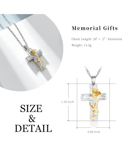 Cross Urn Necklace for Ashes for Women Rose Flower Cremation Jewelry for Human Ashes Keepsake Memorial Pendant Gold $13.65 Ot...