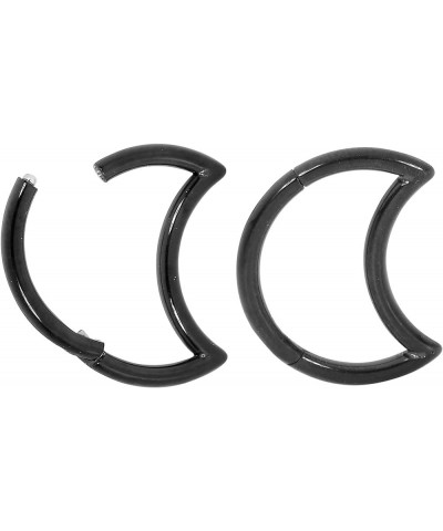 G23 Titanium 18G Unisex Moon Hinged Hoop Segment Nose Ring Helix Tragus Septum Earring Body Piercing Jewelry 2pcs 8mm Black $...