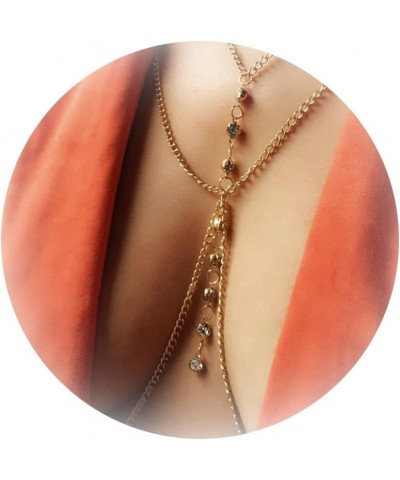 Layering Body Chain with Shinning Crystal Layered Crystal Belly Chain Multilayer Bead Body Chain Body Jewelry for Women Gold ...