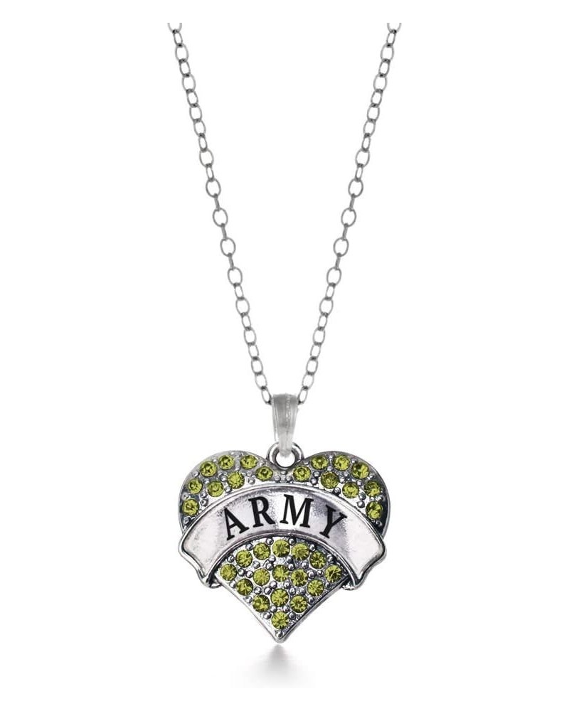 Silver Pave Heart Charm 18 Inch Necklace with Cubic Zirconia Jewelry Army $11.99 Necklaces