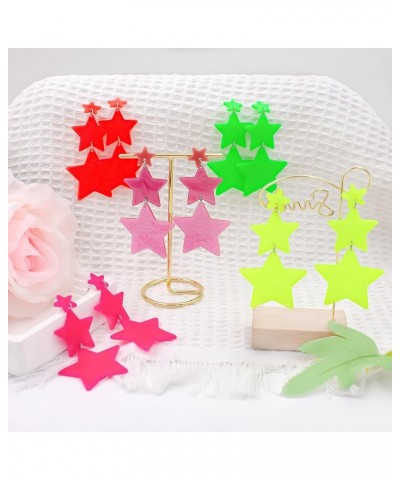 Acrylic Y2K Star Earrings for Women Girls Trendy Dangle Earrings for Her Lightweight Boho Summer Beach Statement Stars Dangli...