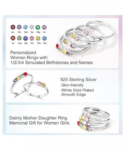 Personalized Mothers Ring with 1/2/3/4 Birthstones,Custom 925 Sterling Silver Family Ring with Names,Size 5-11,Engraved Engag...