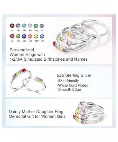 Personalized Mothers Ring with 1/2/3/4 Birthstones,Custom 925 Sterling Silver Family Ring with Names,Size 5-11,Engraved Engag...