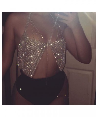 Sexy Rhinestone Bra Body Chain Gold Crystal Bikini Chains Fashion Crop Top Bra Chain Chest Beach Rave Nightclub Summer Access...